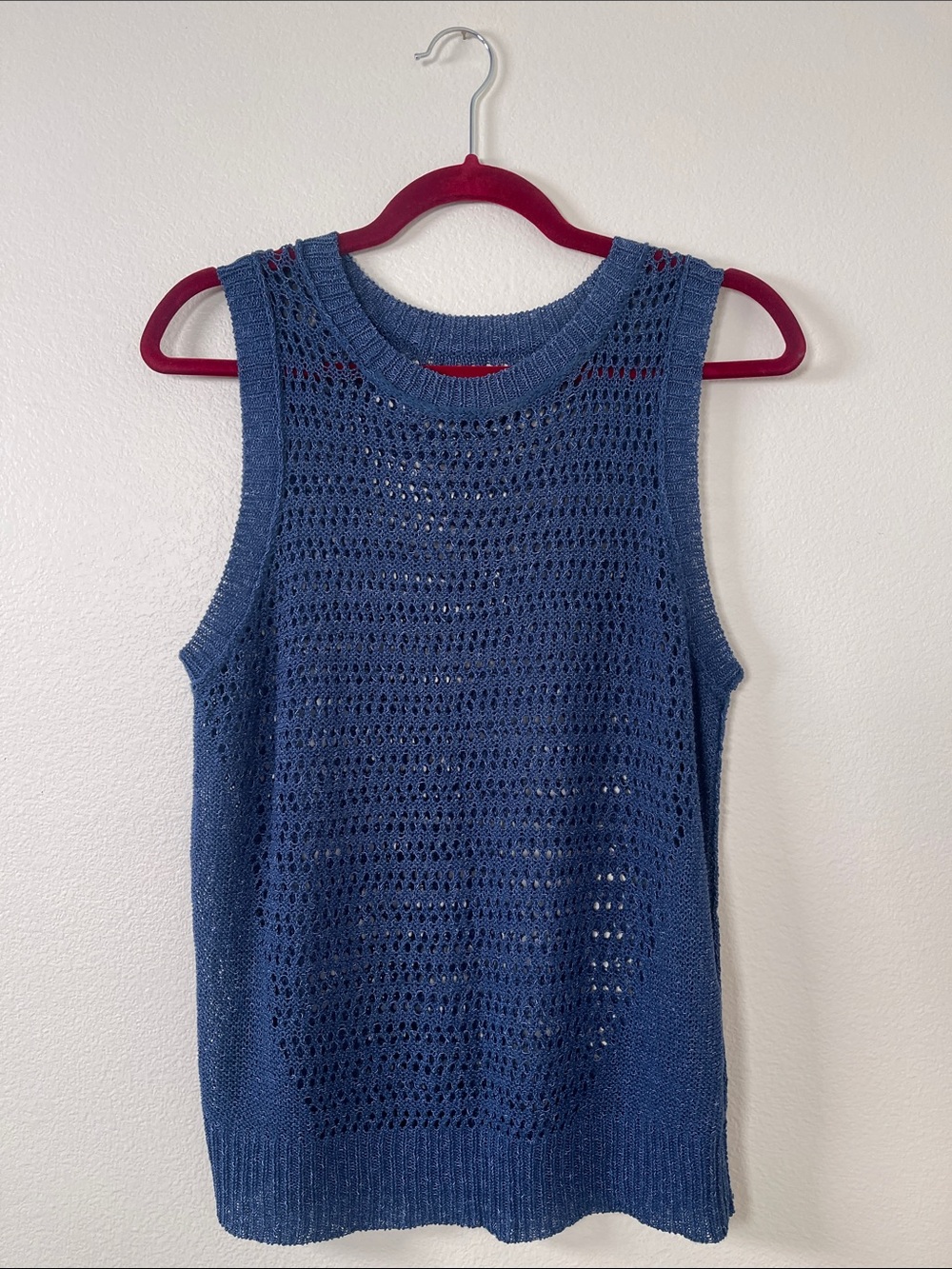 Forever 21 Navy Blue Open-Knit Tank Top